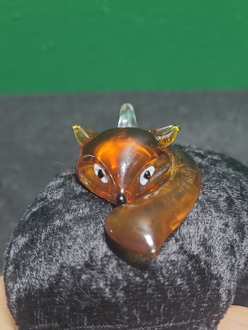Amber Glass Fox Necklace Pendant - Picture 1 of 4
